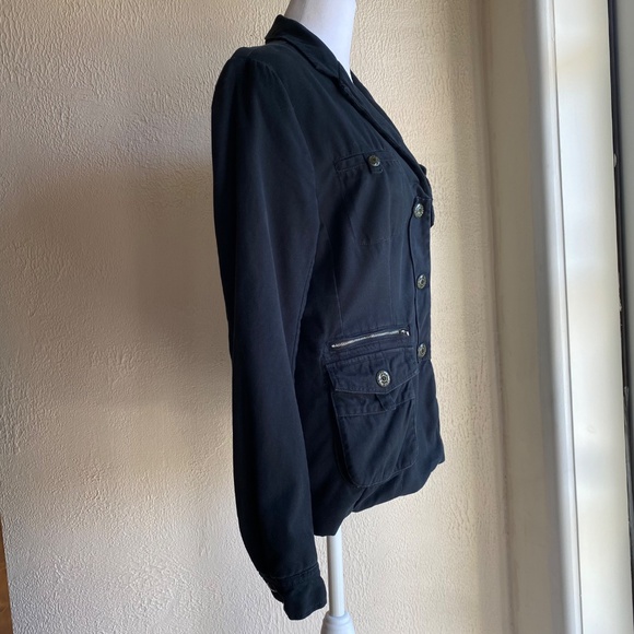 Anthropologie G1 Goods British Cavalry black fitted black utility jacket Sz M - Picture 6 of 16